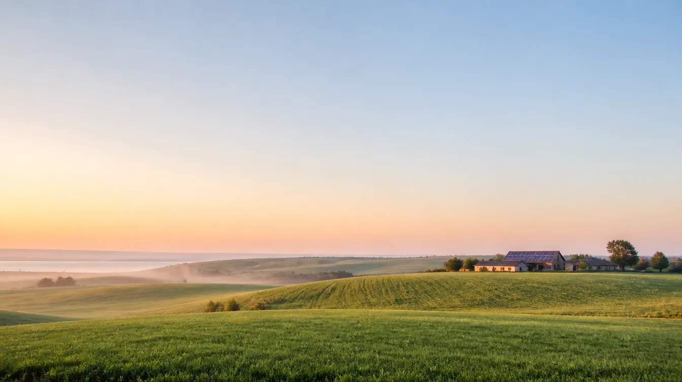 Poranek na Pomorzu Zachodnim, gospodarstwo z instalacją fotowoltaiczną